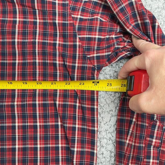 Chaps Ralph Lauren Button Down Shirt Mens L Red Tartan Plaid Christmas Classic - Picture 4 of 7